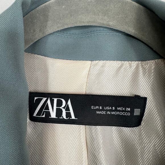 ZARA Teal Double Breasted Blazer Women’s Size Small Workwear Lined Jacket - Picture 3 of 10